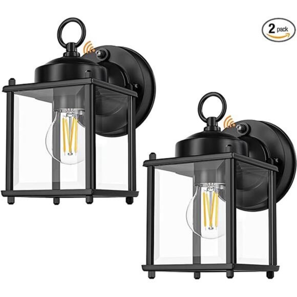 2 Pack Dusk to Dawn Sensor Outdoor Wall Sconce, Waterproof Wall Mount Lanterns - Picture 7 of 7